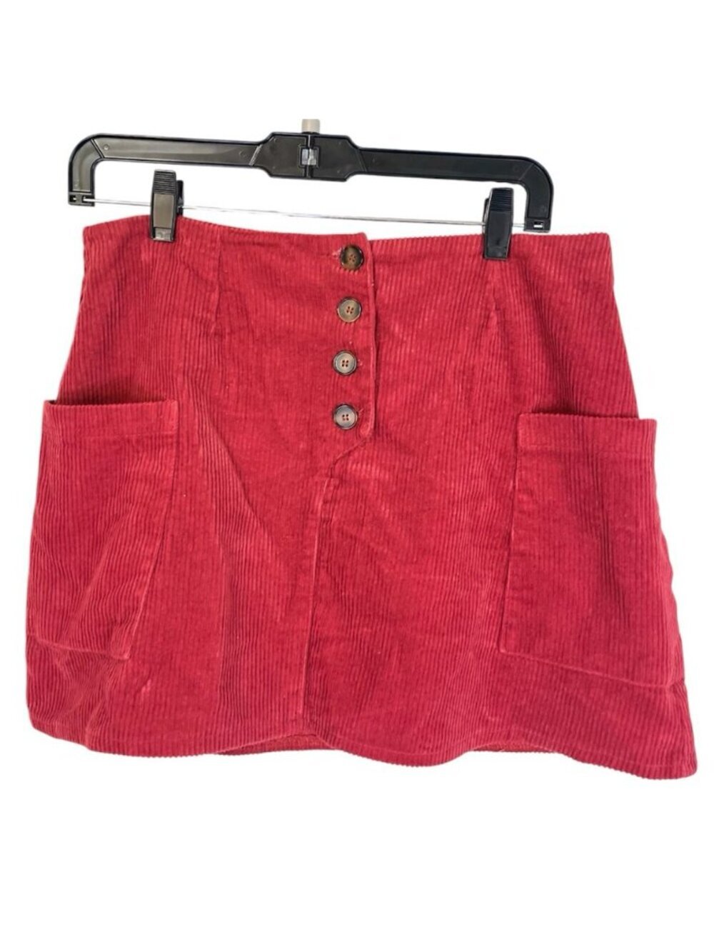 Sadie & Sage Washed Rust Soft Corduroy Asymmetrical Mini Skirt Sz M Pockets